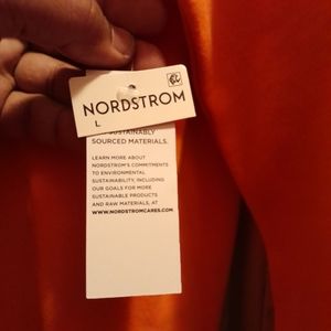A mens orange zip-up long sleeve cotton shirt,Purchased from Nordstroms,Size L